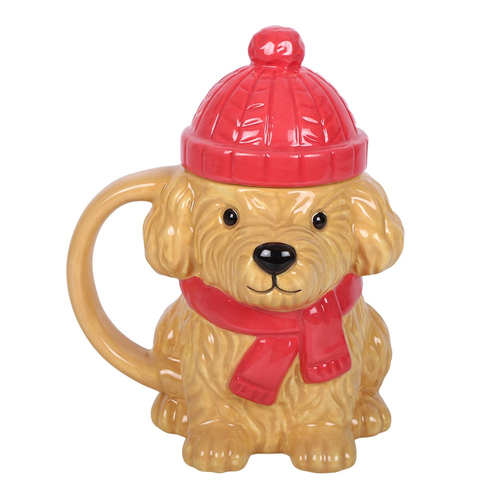 Something Different - Winter Puppy Lidded Mok/beker - Multicolours